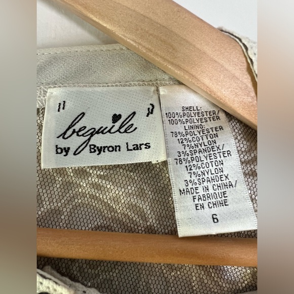 Beguile by Byron Lars Lace Study Sheath Dress Sz 6 Button Front Ivory Black Pink - Picture 4 of 13